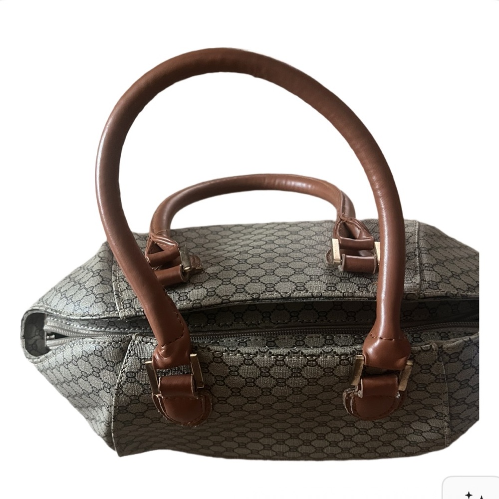 Elegant Beige and Brown Satchel - Picture 3 of 4